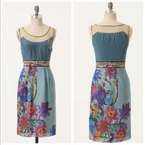 Anthropologie Floreat Manor Gates Silk Dress